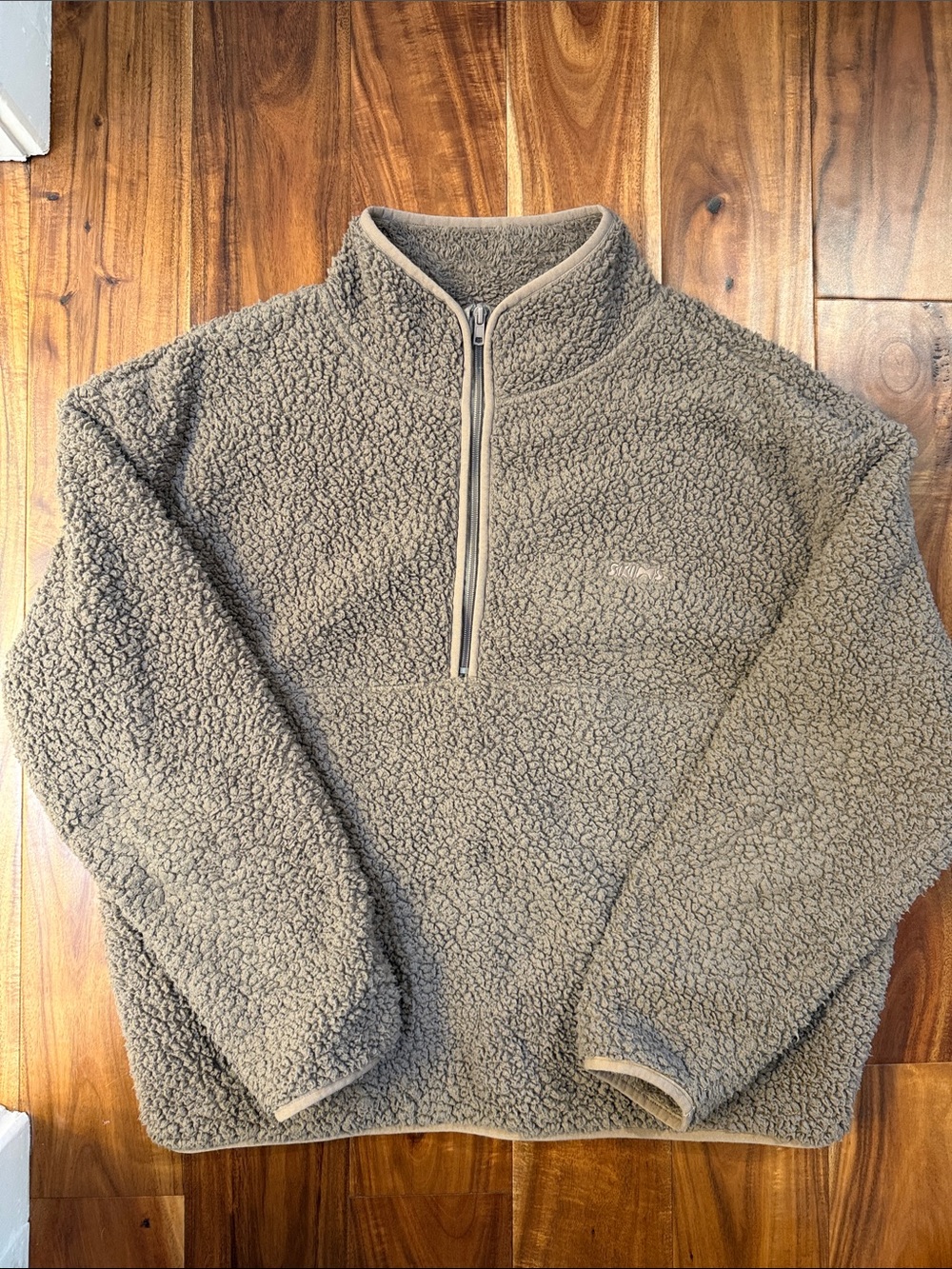 SKIMS Taupe Teddy Sherpa 1/2 Zip Jacket